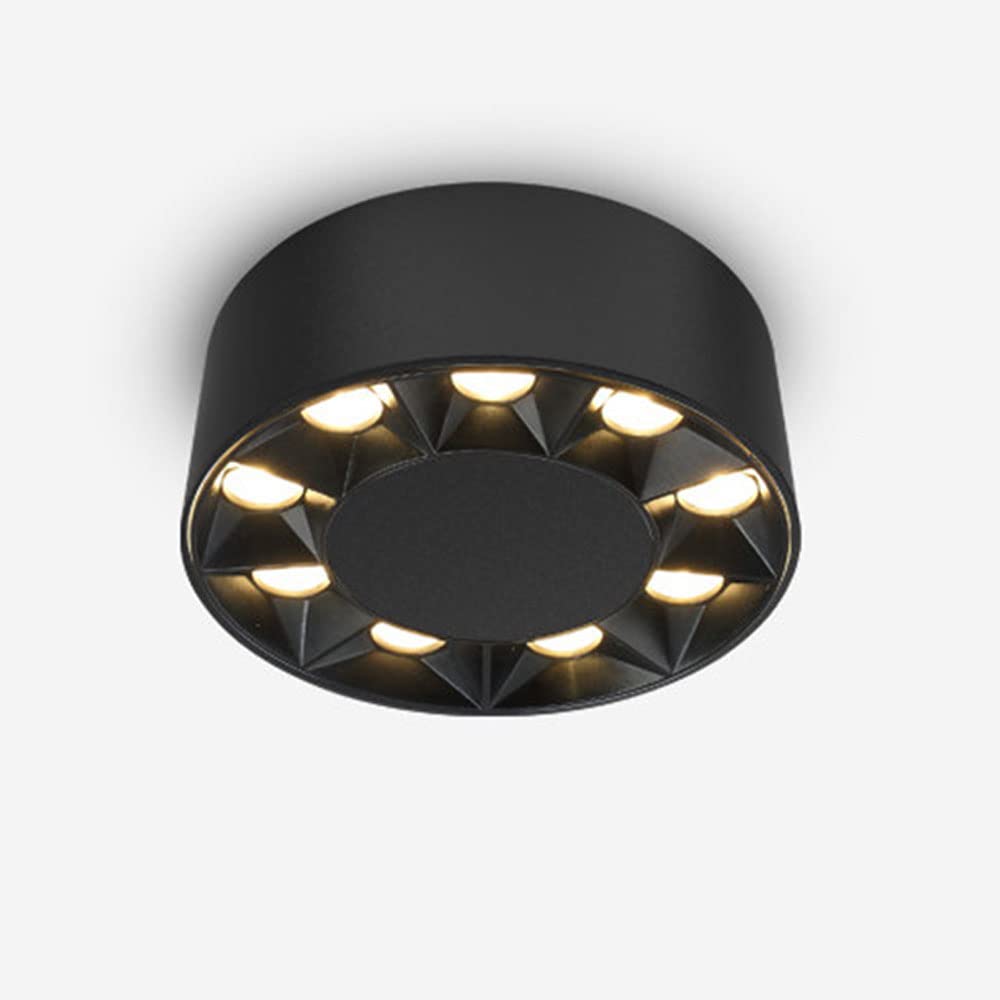 Plafonnier LED noir cylindrique en aluminium moderne 3000K pour l'intérieur