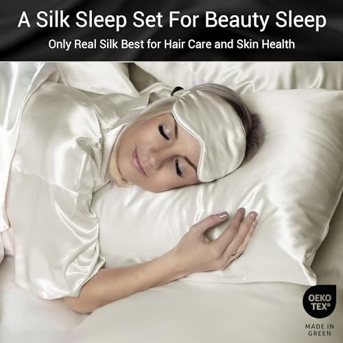 Vespersilk 100% Mulberry Silk Pillowcase & Eye Mask Set for Hair and Skin Health 19 Momme Grade 6A Organic Silk Both Sides - Image 4
