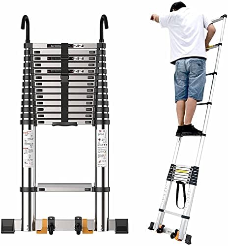 Aluminum Telescopic Extension Ladders 16ft/ 20ft/ 24 Feet/ 28 Feet, Professional Folding Telescoping Ladder with Hooks for Roof Top Tent & Home Loft, Load 150KG (Size : 6.6m/21.6 f