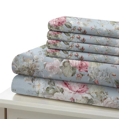 Housse de couette fleurs bleues pour chambre d'ado design floral - 7