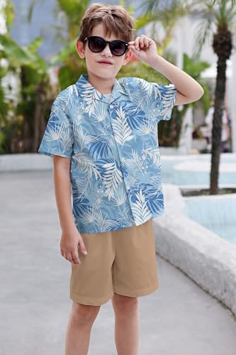 Image of Cromoncent Matching Hawaiian Outfits for Family, Dad and Son Matching Luau Beach Tropical Shirts Mommy Daughter Tropical Sets