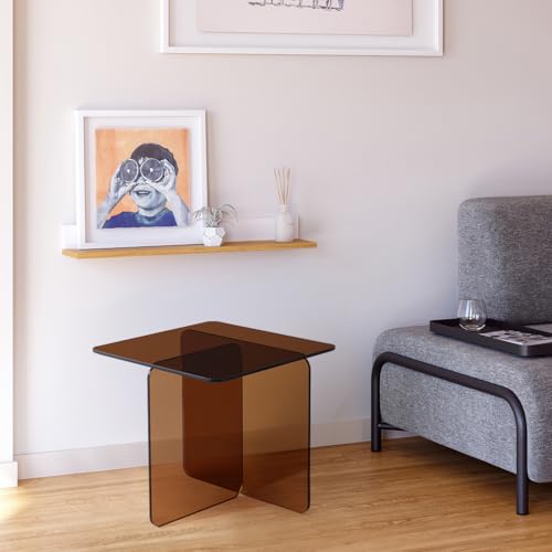 Mesa de sofá transparente y cristal marrón para cafés en el balcón 8