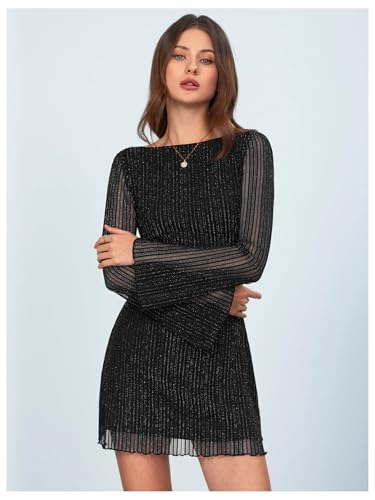 Image of MakeMeChic Women's Cheetah Print Mini Dress Y2k Bell Sleeve Leopard Print Dress Going Out Outfits