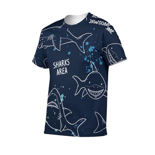 Tee Shirt Manches Courtes Requin Homme Anti-Transpiration en Coton Doux léger