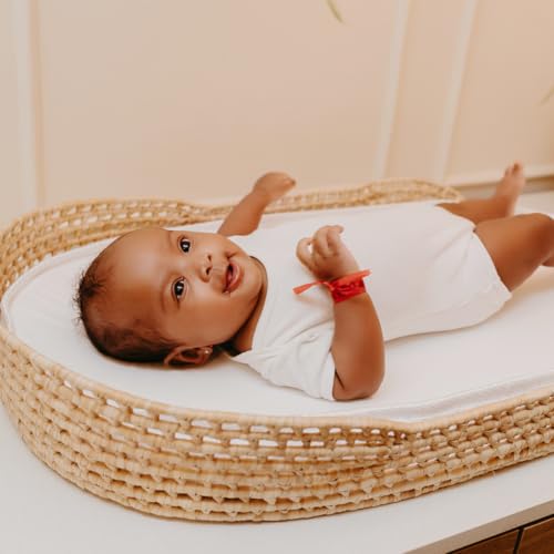 Trocador de Fraldas de Cômoda em Palha Natural com Colchão Para Bebês Aconchegante Artesanal Boho
