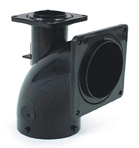 Image of Valterra T1031 1 /4 Bend Heel Inlet with 3 inch Slip Hub x 3 inch and 1-1 /2 inch Rotating Flange , Black