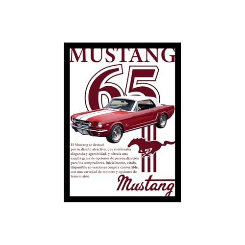 Image of BLINKART Ford Mustang (1965) CarFramed Posters Gift Items Boys Room Wall Decoration Bedroom Office Studio Synthetic Wood Frame & Acrylic Glass Ready to Hang - 12x8 Inch, (A4 Size) - CAR-033
