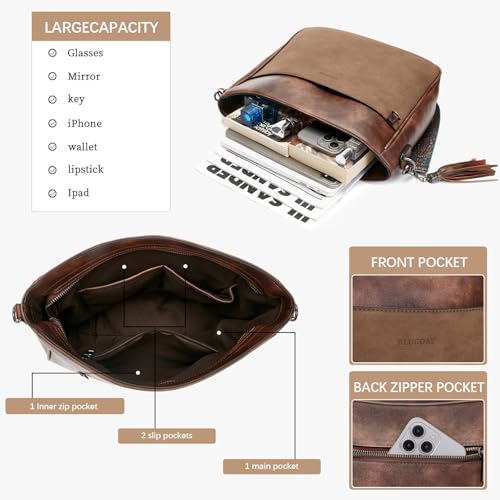 Crossbody Bags for Women 2PCS/Set,Vegan Leather Hobo Handbag Wallet Set,Trendy Shoulder Purses With 2PCS Guitar Strap4