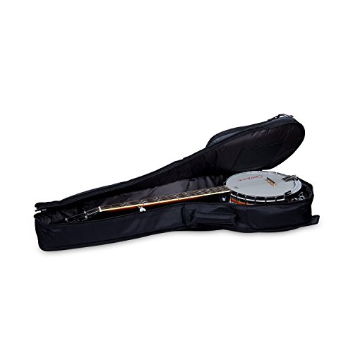 Image of Crossrock CRSG106BJBG Padded Gig Bag for Open Back & Resonator Banjos, Backpack Straps, Black /Grey