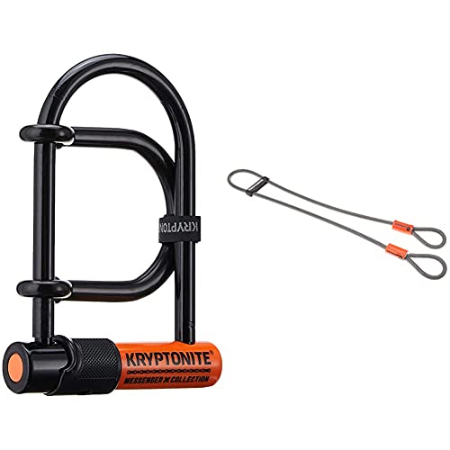 Antivol de velo Kryptonite Messenger Plus noir orange avec cable Krypto Flex gris 213 cm