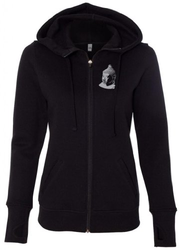 Yoga Clothing For You Ladies Buddha (small print) Full-Zip Hoodie, 2XL Black