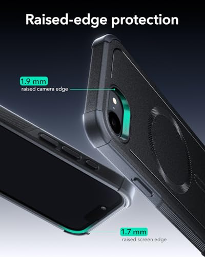 Image of ESR for iPhone 17e Case, iPhone 16e Case, 23ft Military-Grade Drop Protection, MagSafe Accessories Compatible, Shock-Absorbing Rugged Cover, Cyber Series, Black