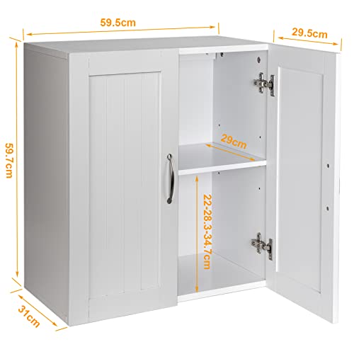 Zenoddly Kitchen Cupboard Wall Cabinet Storage, Bathroom Storage Wall Cabinet With Double Doors And Adjustable Shelf(White) #TOP2