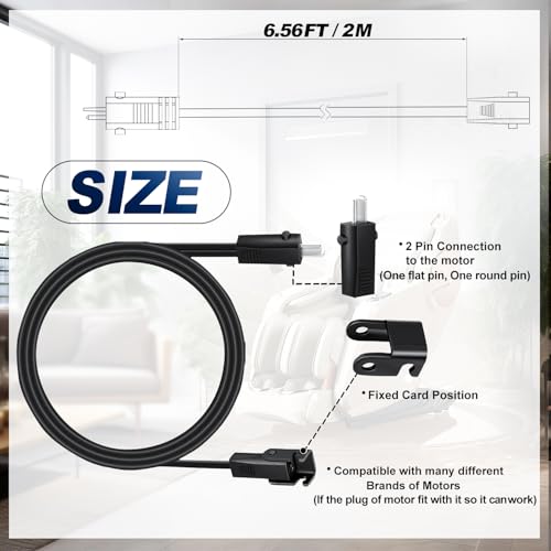 6.6 Feet Power Cord for Recliner Chair, 2 Pin Connector Power Extension Cable for Okin、Limoss、Lazboy、Pride、Catnapper Electric Lift Chair, Recliner Sofa, Electric Couch Extension Cord Replacement Parts - Image 5