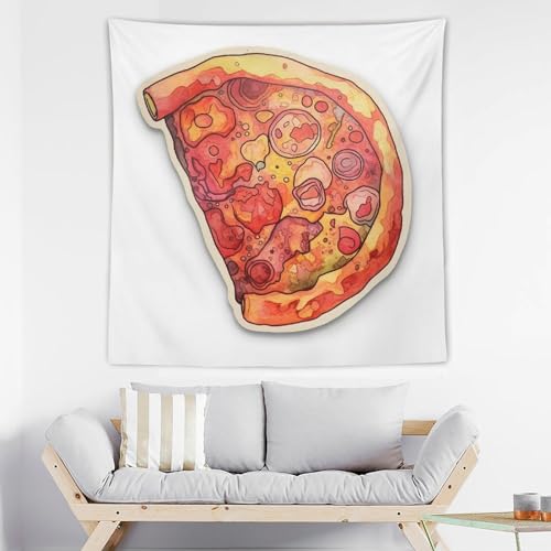 Tapisserie murale esthetique motif pizza pour deco salon