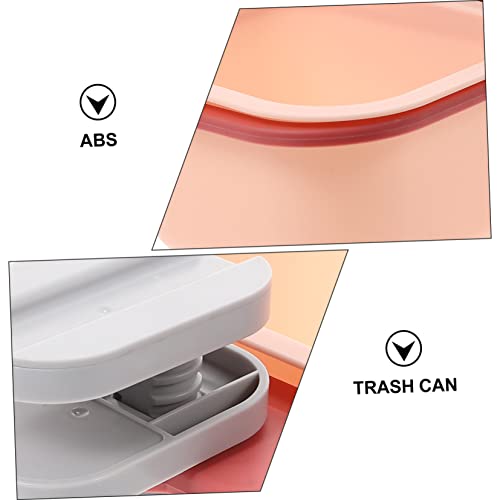 Basurero compacto giratorio para escritorio rosa miniatura 6