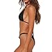 MIKETAI Sexy Bikinis for Women 2 Piece Bikini Spaghetti Strap Swimsuits Solid Color Bathing Swimwear Triangle Bathing Suit (US, Alpha, Small, Regular, Regular, Black)