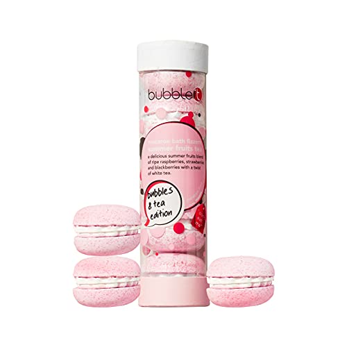 Bubble T Cosmetics Summer Fruits Tea Mini Macaron Bath Fizzer Bombs, Packed With Berry Extracts to Cleanse & Nourish Skin With an Uplifting Fragrance - 5 x 50g