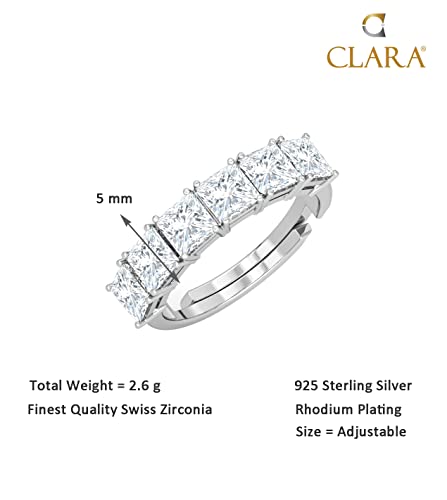 CLARA Pure 925 Sterling Silver Eternity Finger Ring with Adjustable Band | Gift for Women Girls Wife Girlfriend | Multiple Design Options - Image 5