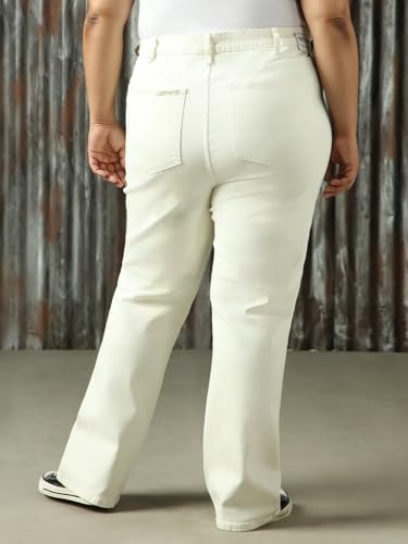 Image of High Star Women Washed Cotton Flared Fit High- Rise Jeans 47