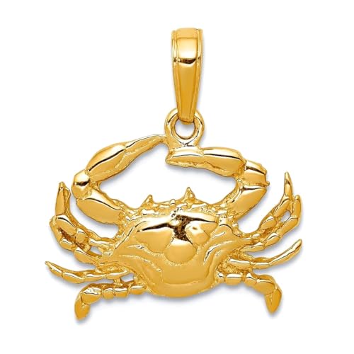 Collier crabe bleu or 10 carats pendentif femme 20mm bijoux marins