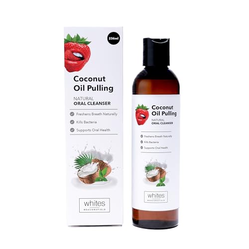 Whites Beaconsfield Coconut Oil Pulling Mouthwash with Peppermint Oil (236ml) - Coconut Pulling Oil for Teeth Whitening & Fresh Breath - Supports Teeth & Gum - Fluoride Free Coconut Oil Mouth Wash