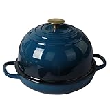 Enameled Cast Iron Bread Pan with Lid Measures: Capacity (with Lid): 6.25 liters (6.6 quarts); Diameter (Base): 10.25" (26 cm); Length including Handles: 13.39" (34 cm); Base Depth: 1.97" (5 cm); Lid Depth: 4.92" (12.5 cm); Total Height with Lid On: ...