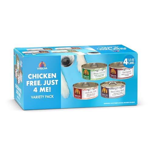 Weruva Classic Dog Food Chicken Free Just 4 Me Trial Variety Pack 5.5oz Can Pack of 4