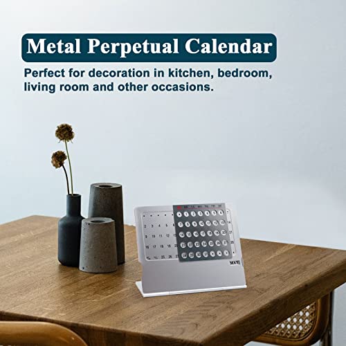 Modixun 2 Pack Mini Desk Calendar, Creative Aluminum Alloy Perpetual Calendar, Adjustable Small Standing Monthly Desktop Calendar For Home Office, Use For 100 Years #TOP6