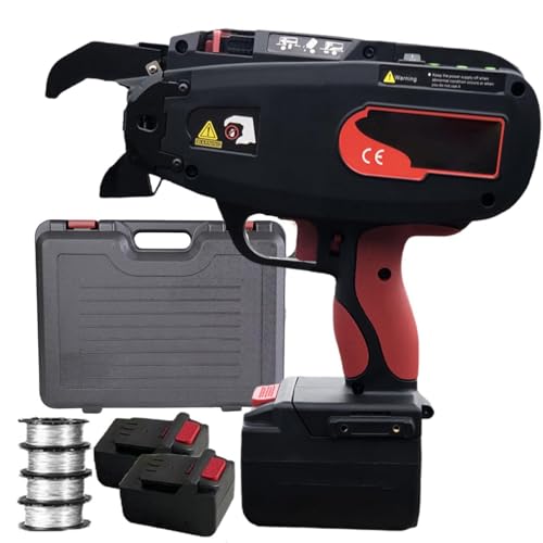 Pistola automática de nivel de barras de refuerzo, 2 máquinas de atado de acero de 3600 mAh para barras de 4 a 45 mm, 4500 nudos por carga, tiempo de nudo de 0,8 s, tensión ajustable de 1 a 10