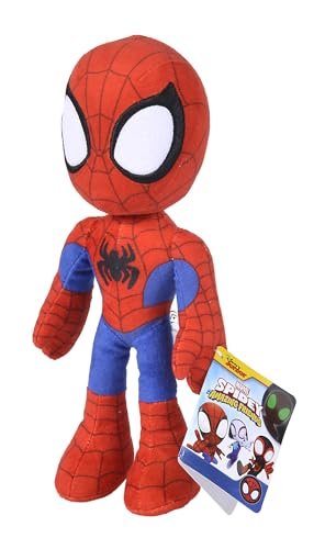 Simba 6315875810X06-Disney Marvel Spidey, 25cm Plüschfigur mit Glow in The Dark Augen, Spiderman Filmfigur, Plüschspielzeug, Spinne, Comic Figur, Superheld, ab den ersten Lebensmonaten geeignet