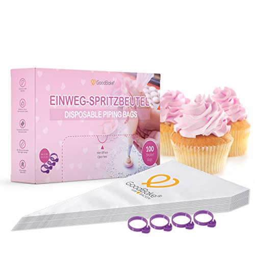 GoodBake 100 große Einweg-Spritzbeutel Premium, Spritzsack für Garnieren von Torten, Dressiersack für Spritztüllen Set Cover