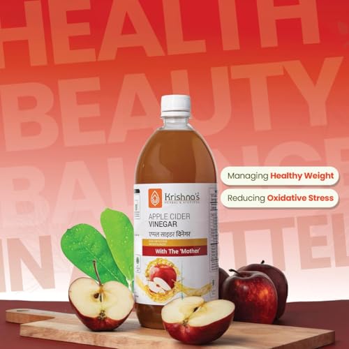 Image of Krishna's Apple Cider Vinegar With The Mother, Raw, Unfiltered & Unpasteurized For Improve Digestion & Boosts Metabolism - 500 ml (Pack of 1)