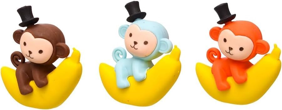 Image of AK Store (Pack of 4) 3D Cute Cartoon Shape Rubber Pencil Erasers, School Stationery for Kids, Boys Girls, Birthday Return Gifts (Monkey on Banana)