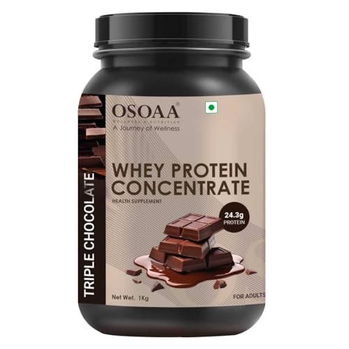 Image of OSOAA Whey Protein Concentrate Powder 1kg, Triple Chocolate | 24.3g Protein Powder for Muscle Support & Recovery | 100% Authentic Protein Supplement Powder & No Adulteration