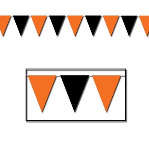 Banderín naranja y negro para decorar eventos comunitarios y cumpleaños al aire libre