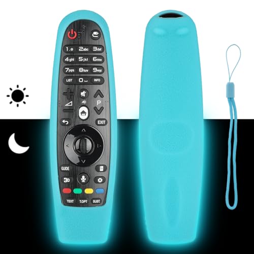 Funda para Mando a Distancia de Silicona Compatible con LG AKB75855501 AN-MR20GA AN-MR650A AN-MR600 AN-MR18BA Mando a Distancia Cubierta Protectora a Prueba de Choques con Cordón (Azul Fluorescente)