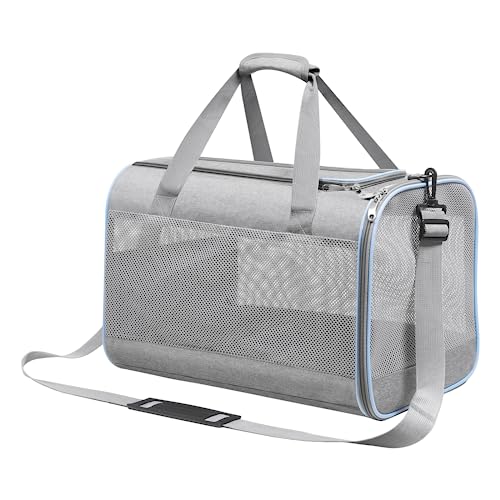 Cinnani Trasportino per Cani e Gatti,Borsa da trasporto per animali domestici portatile e a tracolla, ideale per viaggiare, resistente, durevole e realizzato,grigio