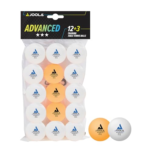 JOOLA 44206 - Pelotas de Tenis de Mesa (3 Estrellas, 40 mm de diámetro, 15 Unidades), Color Blanco y Naranja