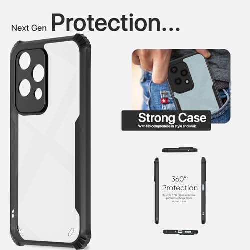 Image of Pikkme Honor 200 Lite 5G Back Cover | Crystal Clear Transparent Back | Ultra Hyrbid | Full Camera Protection | Raised Edge | Bumper Back Case (Black)