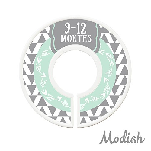 Modish Labels Baby Clothes Size Dividers, Baby Closet Organizers, Closet Organizer, Closet Dividers, Clothes Organizer, Gender Neutral, Boy, Girl, Woodland, Arrow, Tribal, Mint, Grey, Gray (Baby) #TOP5