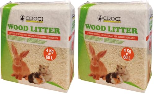 Croci Wood Litter - Pflanzliche Streu für Nagetiere auf Basis von Tannenspänen, 15 lt - 1 kg Format, natürlich und kompostierbar ohne chemische Produkte, super saugfähig, geruchshemmend