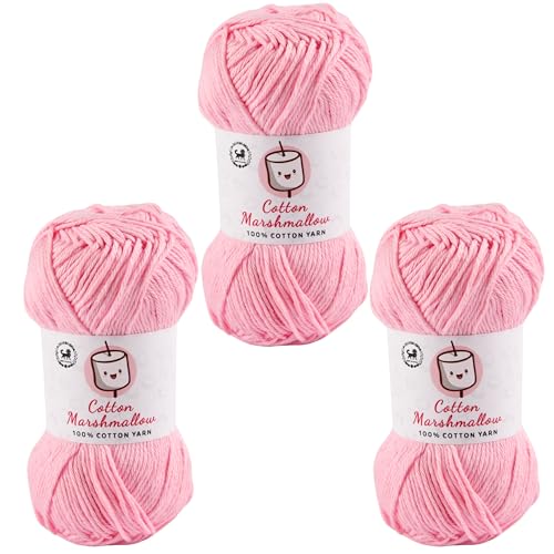 Image of NESTNHAVEN Cotton Marshmallow 100% Cotton Yarn - (50 g, 130 m) - Luxury Yarn for Crochet, Amigurumi, Embroidery, Toys, Garments, Flowers and Hobby Projects (Baby Pink) |