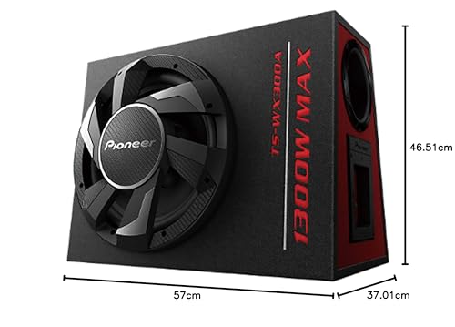 PIONEER TS-WX300A Aktivsubwoofer, leistungsstarker Gehäuse Subwoofer mit 300 W Maximalleistung, 30 cm Subwoofer in MDF Gehäuse, IMPP Membran, schwarz, Eingangsnennleistung 150 W