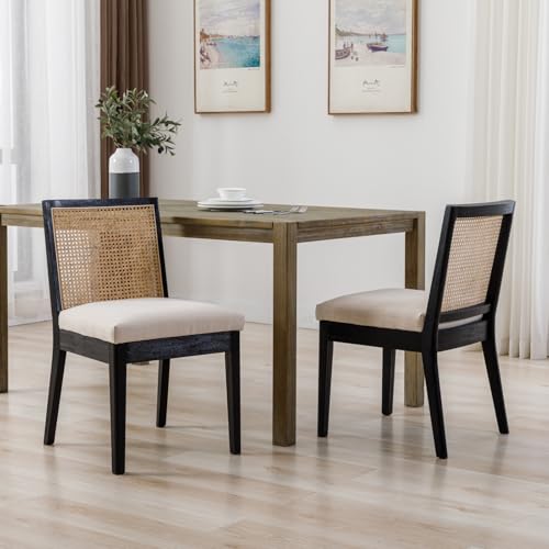 DAYALANE Esszimmerstühle 2er Set, Stühle mit Rattan Rückenlehne...