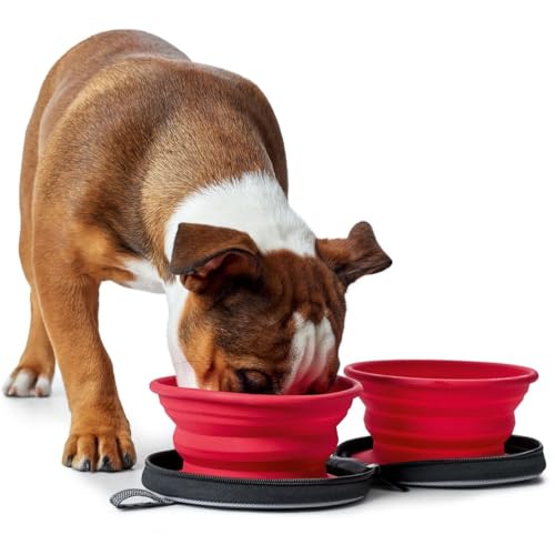 HUNTER Silikonnapf mit Taschenliste, 750 ml, Rot, 2 Stück