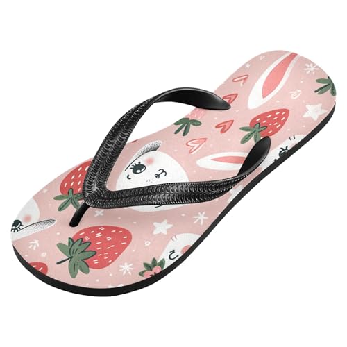 Burbuja Rabbit Strawberry Flip Flops for Women Men, Soft Thong Sandals Rubber Slippers for Pool Beach Essentials2