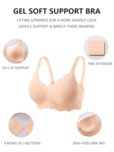 Image of COCOMARTS Jelly Bras for Women No Underwire Scalloped Push Up Wireless Bralettes Seamless Soft Comfort Everyday Tshirt Bra
