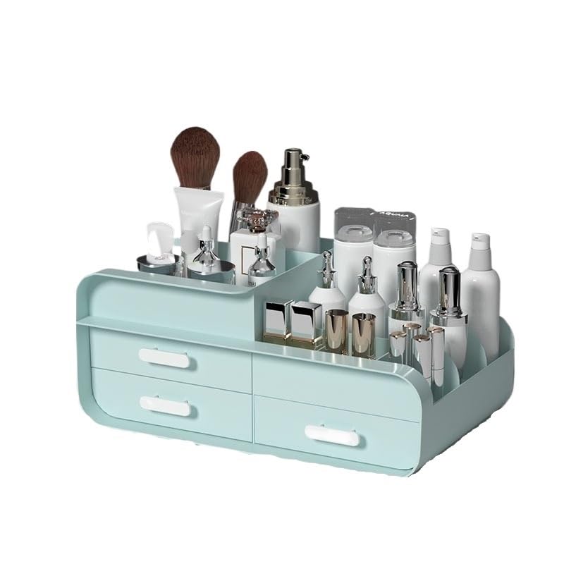 Organizer Trucchi Organizzatori for cosmetici da scrivania, contenitori for riporre trucchi, cassetti, for ordinare articoli vari(Blue-L)