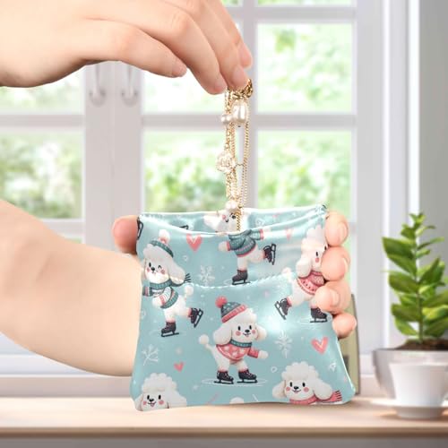 Cartoon Skating Dogs Coin Purse Leather Pouch Change Purse, Squeeze Coin Pouch for Cards, Keys & Lipsticks, Unisex4